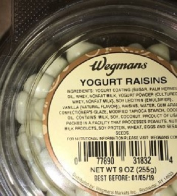 First Source Issues Allergy Alert on Undeclared Peanuts in Wegmans 9 Oz Yogurt Raisins